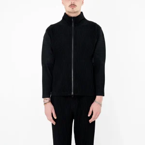 Cardigan zip Homme Plissé noir