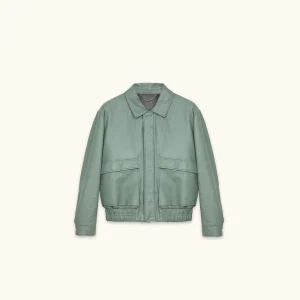 BLOUSON EN CUIR SAUGE