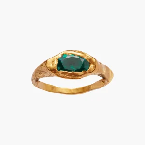Bague Faro Green Plaquée Or Simuero