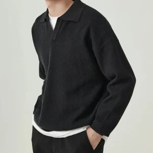 Black long sleeve polo