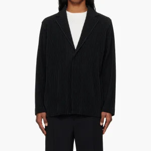 Blazer Basique Homme Plissé Noir