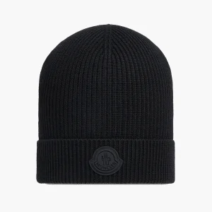 Bonnet Moncler laine logo noir