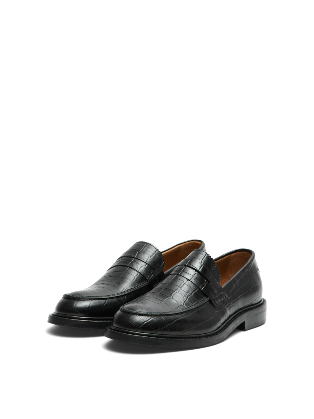 Carter Leather Low Penny Loafer Croco