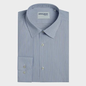 Chemise Slim Giolo Raye Bleu col français