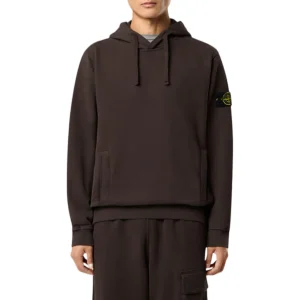 Hoodie Stone Island coton bio brossé gris plomb