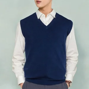 Pull sans manche bleu marine