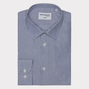 Chemise Regular Rayure Bleu Foncé col français