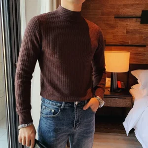 Brown mock neck sweater