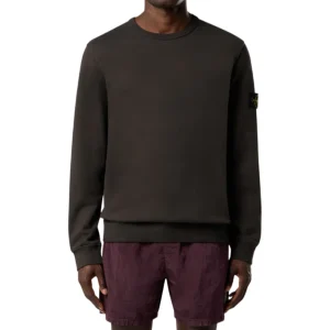 Sweat Stone Island insert côtelé gris plomb