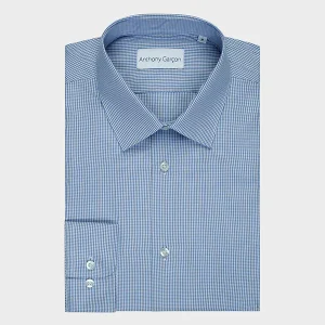 Chemise Regular Vichy Bleu col français