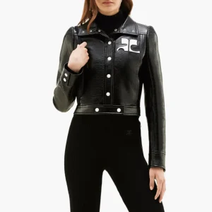 Veste Réédition vinyle col montant — Noir