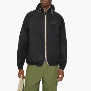 Veste à capuche nylon Check Noir