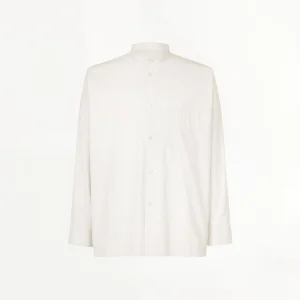 Chemise Col Mao Homme Plissé Issey Miyake Streamline Blanche